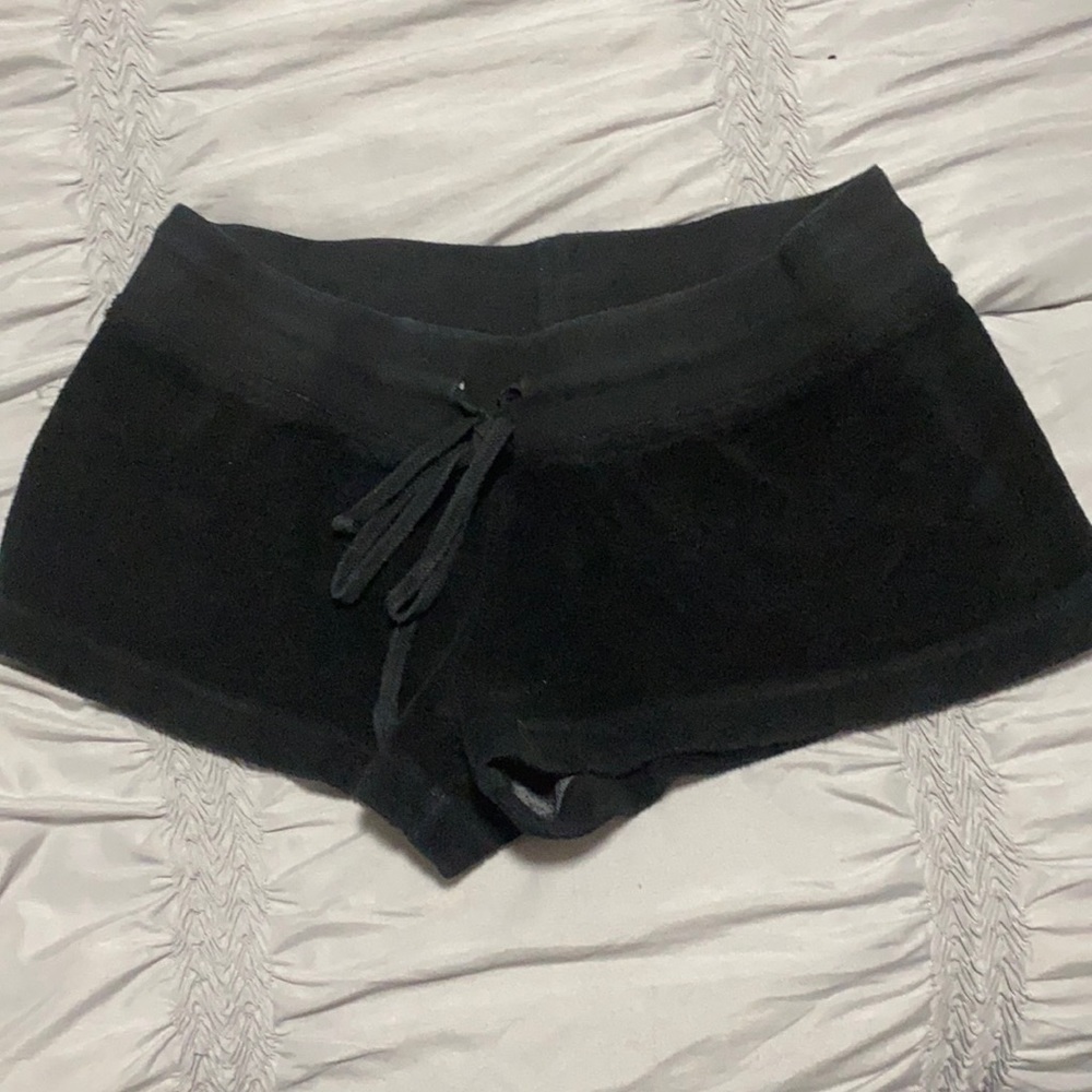 Black Terry Hard Tail Low Rise Shorts